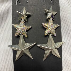 Silver and Glitter Star Earrings